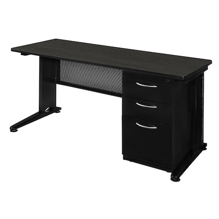 Regency Fusion Single Pedestal Desks, 30 D X 29 H, 72 W X Wood, Metal, Ash Grey MSP7230AG